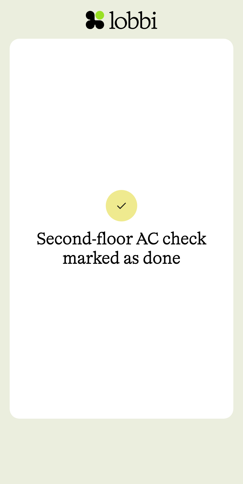 Second-floor AC check marked as done